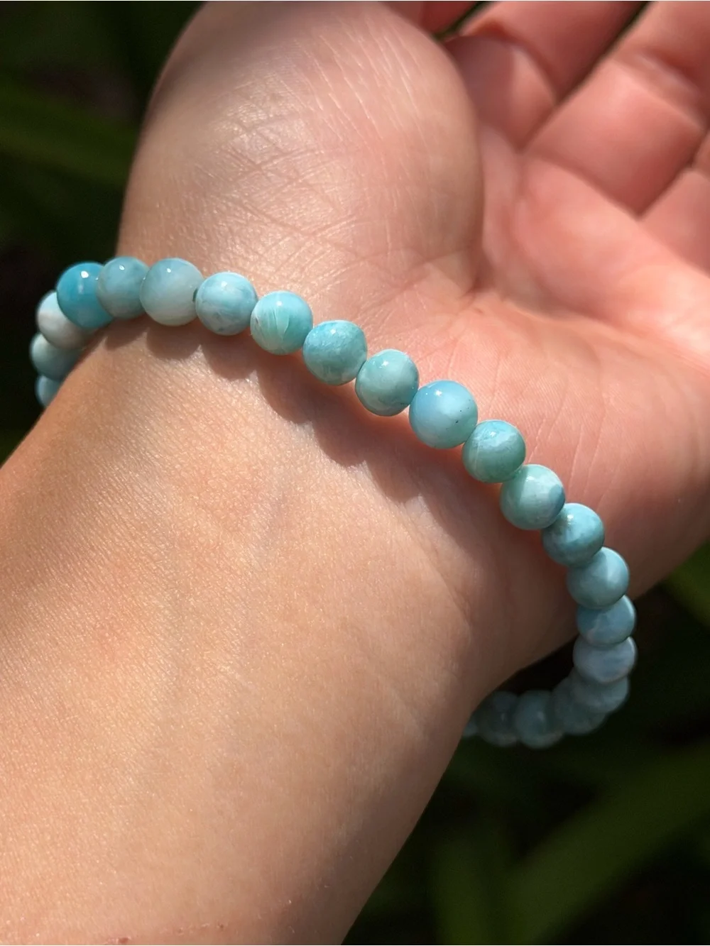 6.5mm stretchable high quality blue larimar bracelet 1754
